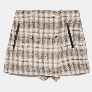 Zara Tweed Skort - Faux Leather Trimmed